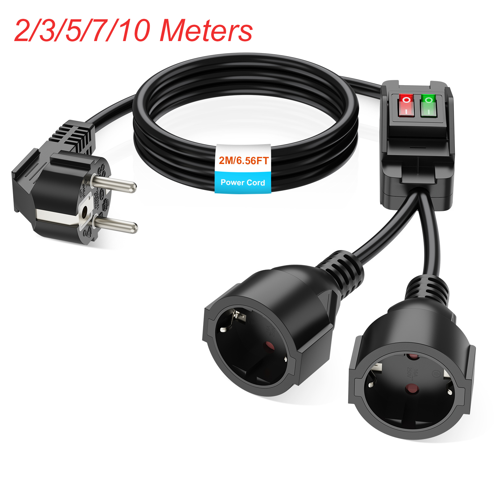 Outdoor Power Extension - AB Fişli Uzatma Kablosu, Açma/Kapama Anahtarlı